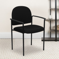 Flash Furniture Black Fabric Stacking Chair with Arms BT-516-1-BK-GG